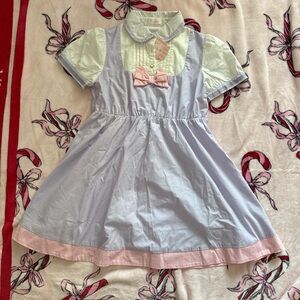 NWT to alice Japan pink purple tuxedo pastel kawaii bow babydoll dress XS-S